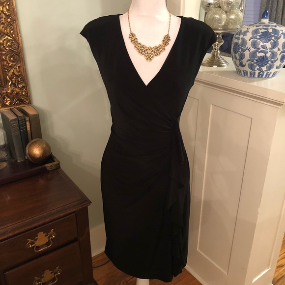 Evan Picone Dresses & Skirts - Evan Picone Black Faux Wrap Sheath Dress